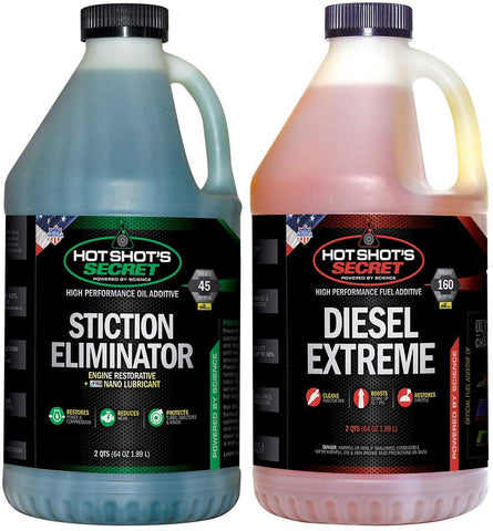 Hot Shot's Secret Diesel Duo, 2qt STICTION Eliminator and 2qt Diesel Extreme