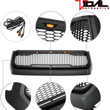 Tidal Replacement Tundra ABS Grille Upper Front Hood Grill - Matte Black - With Amber LED Lights for 14-20 Tundra