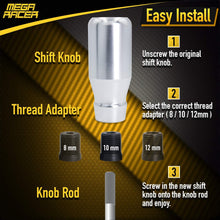 Mega Racer Silver Aluminum Shift Knob for Buttonless Automatic and 4, 5 and 6 Speed Manual Transmission Vehicles