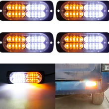 LivTee 12-24V Super Bright Emergency Warning Caution Hazard Construction Waterproof Amber Strobe Light Bar with 17 Different Flashing for Car Truck SUV Van - 4PCS (White Amber)