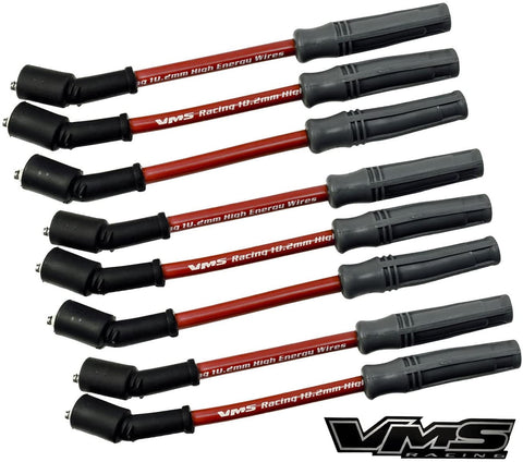 VMS Racing 10.2mm High Performance Engine SPARK PLUG IGNITION WIRES Wire Set in RED Compatible with LS1 5.7L V8 GM Engines Chevy Chevrolet Camaro Corvette Pontiac Firebird Trans Am