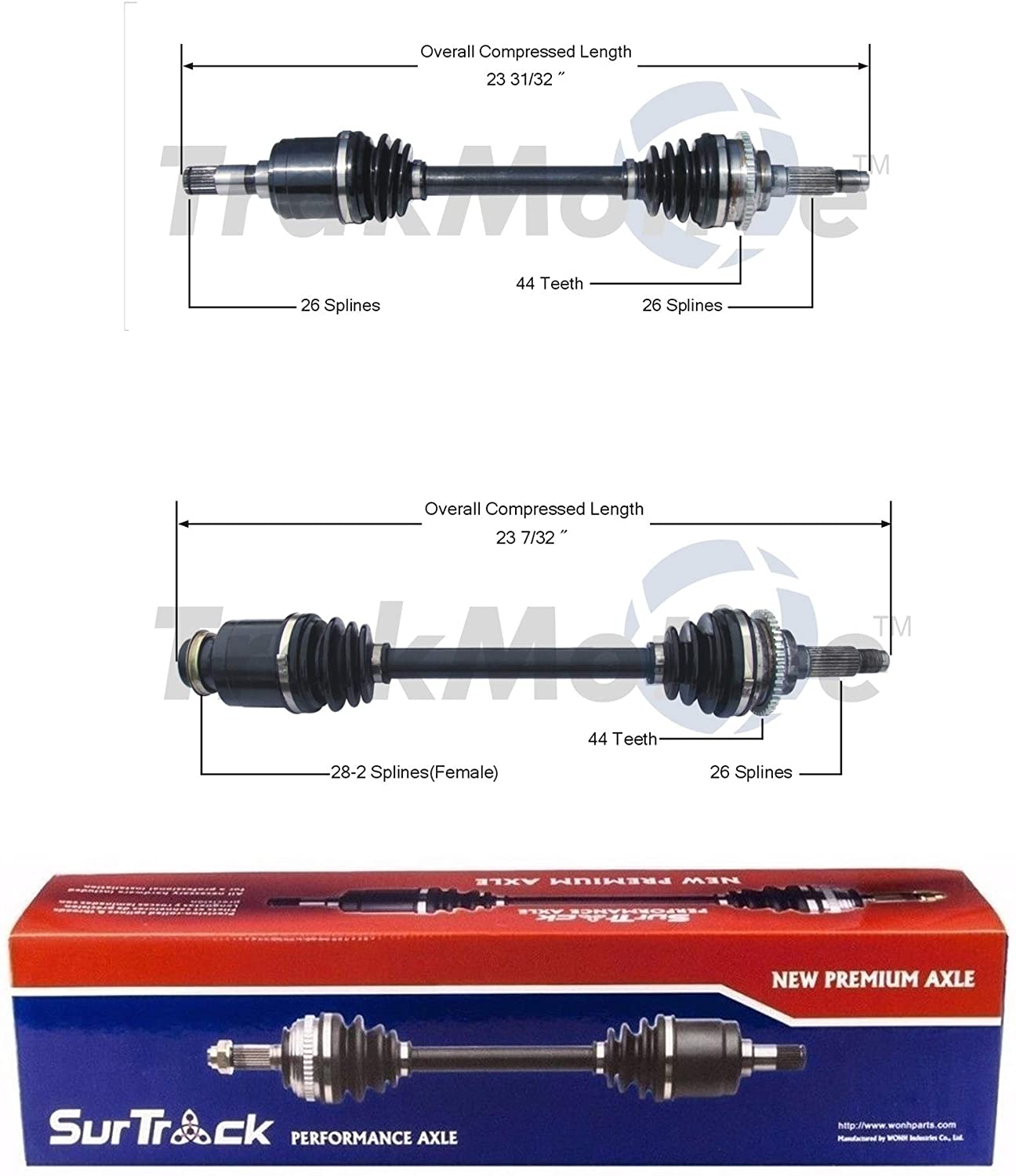 SurTrack Pair Set of 2 Front CV Axle Shafts For Mazda Protege5 Automatic Trans