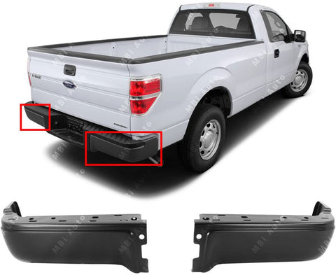 BUMPERS THAT DELIVER - Primered, Steel Pair of Left & Right Rear Bumper Ends for 2009-2014 Ford F-150 Pickup 09-14, FO1102375
