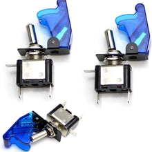 iJDMTOY (2) Aircraft Style 12V/20A Blue LED Light Up On/OFF SPST Toggle Switch w/Safety Flip Cover For Fog Daytime Running Light, Lightbar, etc