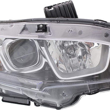 Headlight Assembly Compatible with 2016-2019 Honda Civic Halogen Coupe Hatchback Sedan Passenger Side