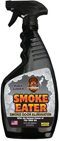 Smoke Eater - Breaks Down Smoke Odor at The Molecular Level - Eliminates Cigarette, Cigar or Pot Smoke On Clothes, in Cars, Boats, Homes, and Office - 22 oz Travel Spray Bottle (Black Glacier)