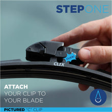 CLIX Wipers Click-on Wiper Blades - Starter Pack - Fits J-Hook, Pinch Tab, 16mm Top Button and 19mm Top Button wiper arms (16", Black)