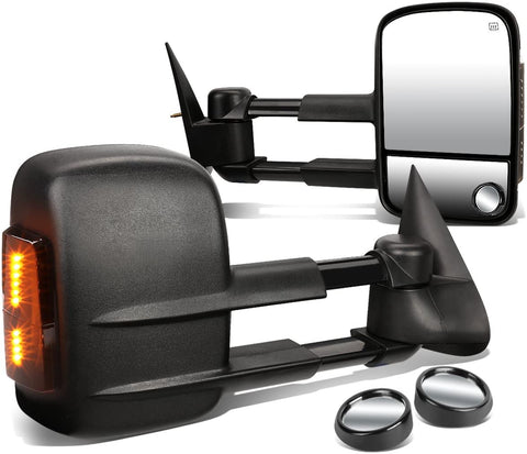 DNA Motoring TWM-021-T888-BK-SM+DM-SY-022 Pair of Towing Side Mirrors + Blind Spot Mirrors