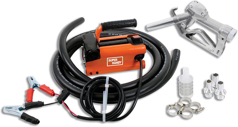 SuperHandy Diesel Transfer Pump Kit 10GPM/40LPM Heavy Duty Portable Electric DC 12V Alligator Clamps includes: Aluminum Manual Nozzle, Delivery & Suction Hose w/Filter (NOT For Gasoline)