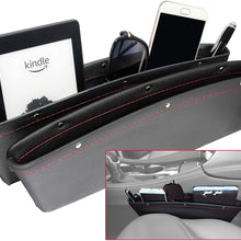 HomTrip Car Seat Gap Filler, Universal Console Side Organizer, Premium PU Full Leather Pockets, Storage Phone Money Cards Keys Remote, Pack of 2 (13.5” x 4” x 2”)