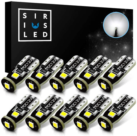 SIRIUSLED 194 LED Bulbs Extremely Super Bright 3030 Chipset for Car truck Interior Dome Map Door Courtesy License Plate Lights Compact Wedge T10 168 2825 Xenon White Pack of 10