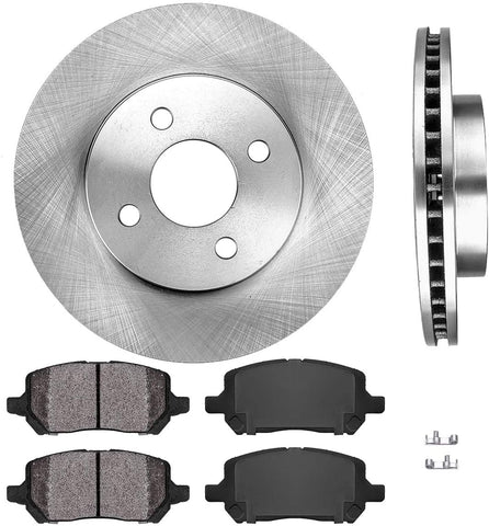 [ Rear Drum Brakes Model ] FRONT 256 mm Premium OE 4 Lug [2] Brake Disc Rotors + [4] Metallic Brake Pads CRK12845
