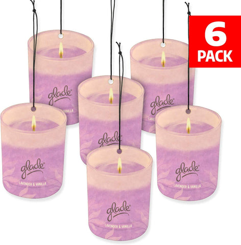 Glade Car Air Freshener 6-Pack Candle Design Glade Air Freshener (Lavender Vanilla)