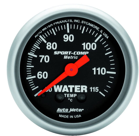 Auto Meter 3332-M Sport-Comp Mechanical Metric Water Temperature Gauge