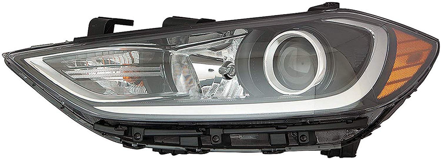 HEADLIGHTSDEPOT Halogen Headlight Compatible with Hyundai Elantra 2017-2018 with DRL USA Built 4 Door Sedan Includes Left Driver Side Headlamp