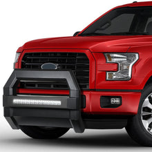 Replacement for Ford F150 Square Tube Lightweight Bull Bar w/LED Light+License Plate Relocation Kit (Black)