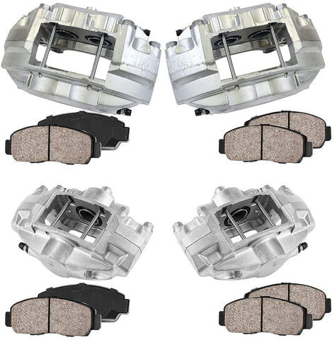 Callahan CCK02905 FRONT + REAR [4] Premium Grade Loaded OE Calipers + Ceramic Brake Pads Kit