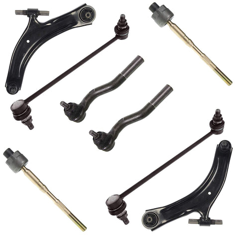 Detroit Axle - 8PC Front Lower Control Arms, Sway Bars Inner Oute Tie Rods for 2008 2009 2010 2011 2012 2013 Nissan Rogue - [2014-2015 Rogue Select]