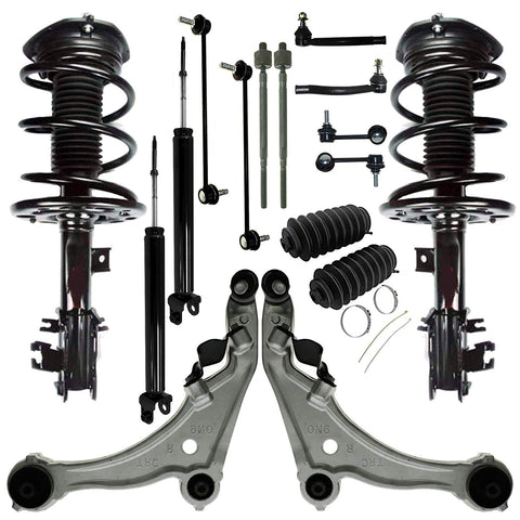 Detroit Axle - 16PC Front Strut Coil Spring, Rear Shock Absorber, Front Lower Control Arm w/Sway Bar, Inner Outer Tie Rod, Rack Boot Kit for 2009 2010 2011 2012 2013 2014 Nissan Maxima