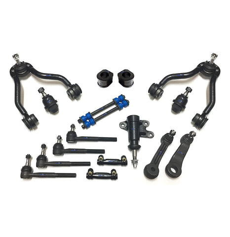PartsW 17 Pc New Suspension Kit for Cadillac Chevrolet GMC/Adjusting Sleeves, Front Sway Bar Frame Bushings 31.75mm (1.25 inch), Control Arms, Tie Rod Ends, Ball Joints, Idler & Pitman Arms