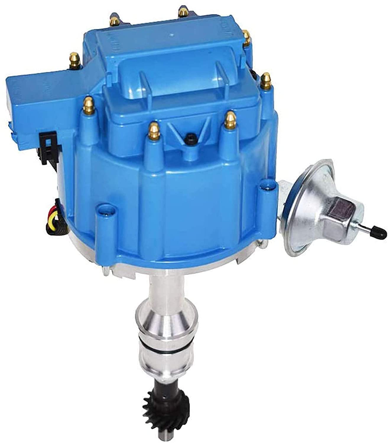 A-Team Performance HEI Complete Distributor 65K-Volt Coil, 8 Cylinders Compatible with BBF Big Block Ford 351C 351M 400M 429 460 One Wire Installation Blue Cap (Blue)