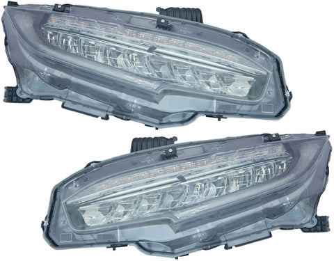 HEADLIGHTSDEPOT Headlight LED Type CAPA Left And Right Pair Compatible With 2016-2019 Honda Civic Type R Sedan