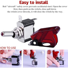 JUSTTOP Red LED Light Heavy Duty Rocker Switch 12V 20A, Red Cover SPST ON/Off 2Pin, Fit for Car, Truck, Boat(5PCS)