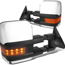 DNA Motoring TWM-031-T999-CH-AM Pair Powered Tow Mirrors Amber LED [For 88-00 Chevy/GMC C/K 1500-3500]