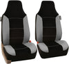 FH Group FH-FB103115 Leather/Velour High Back Car Seat Covers Gray/Black (Full Set Airbag Ready and Split Rear Bench) with FH1002 Non-Slip Dash Grip Pad -Fit Most Car, Truck, SUV, or Van
