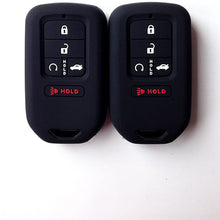 Autobase Silicone Key Fob Cover for 2020 2019 2018 2017 2016 2015 Honda Accord Civic CR-V CRV Pilot Passport Insight EX EX-L Touring | Car Accessory | Key Protection Case 2 Pcs (Black)