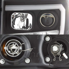 For 2007-2014 GMC Sierra 1500 2500 3500 LED [C-Tube Bar] Black Projector Headlight Driver Left + Passenger Rligh Pair