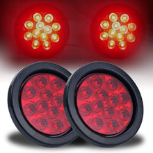 LivTee Waterproof 4" Round Red LED Trailer Lights Tail Brake Stop Turn Parking Light Kit with Grommet and Plug for Boat Trailers RV Jeep Trucks, 2pcs