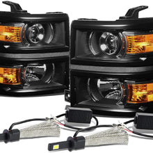 For Chevy Silverado GMT K2XX Black Housing Projector Headlight W/Amber Signal + H1 LED Conversion Kit
