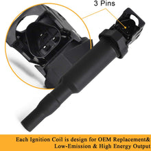 Ignition Coil Pack Set of 6 Replaces OE# 0221504470 for BMW 325i 325Ci 328i 330Ci 335i 525i 528i 530i 535i 545i 745Li X3 X5 M5 M6 Z4 128i 135i And More