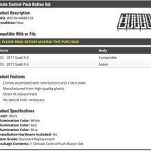 Climate Control Push Button Set - Black - Compatible with 2003-2011 Saab 9-3