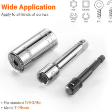 Universal Socket, TACKLIFE 3Pcs Multifunctional 1/4’’- 3/4’’ (7mm-19mm) Socket Tool Sets and Power Drill Adapter, Professional Repair Tools - ASW01A