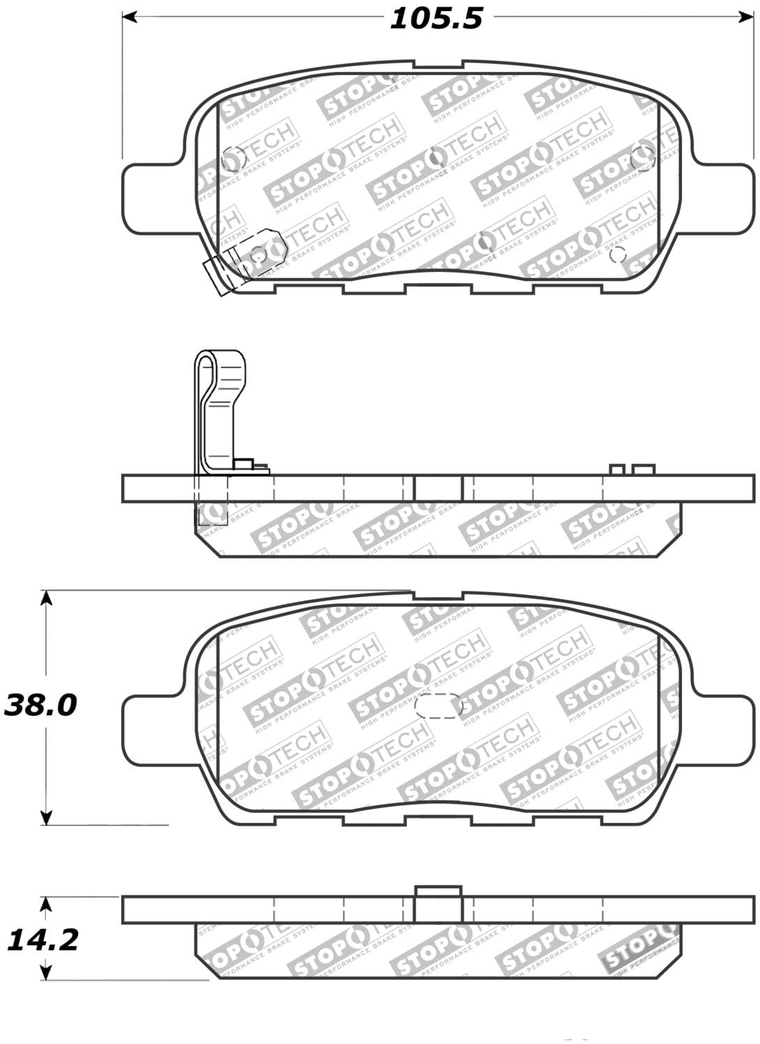 StopTech 308.09050 Street Brake Pads; Rear with Shims and Hardware