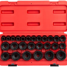 Sunex 2645, 1/2 Inch Drive Impact Socket Set, 26-Piece, Metric, 10mm-36mm, Cr-Mo Alloy Steel, Radius Corner Design, Heavy Duty Storage Case