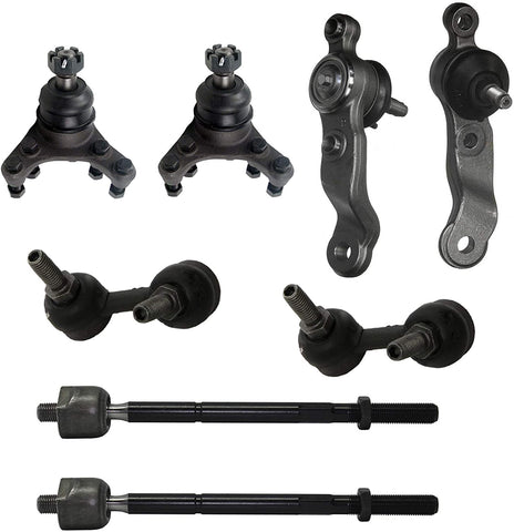 Detroit Axle - 8pc Front Lower & Upper Ball Joints + Inner Tie Rod Ends + Sway Bar Links for 2001 2002 2003 Toyota Tacoma 2WD w/Power Steering - Excluding PreRunner