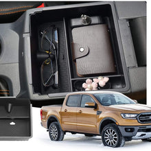 Customized for 2019 2020 Ford Ranger Car Center Console Armrest Box Glove Secondary Storage Console Organizer Insert Tray with Coin and Glass Holder