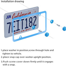 LivTee 4 Holes Stainless Steel License Plate Frames, 2 PCS Car Licence Plate Covers Slim Design with Bolts Washer Caps for US Vehicles, Blue