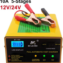 12V/24V Car Battery Charger, 5 Stage 1 Amp to 15 Amp 250W Trickle Charger Intelligent Pulse Repair Maintainer with LED Bar Screen for Car Boat Marine