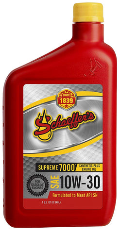 Schaeffer Manufacturing Co. 0703-012S Supreme 7000 Synthetic Plus Engine Oil 10W-30, 1 Quart (4 Pack)