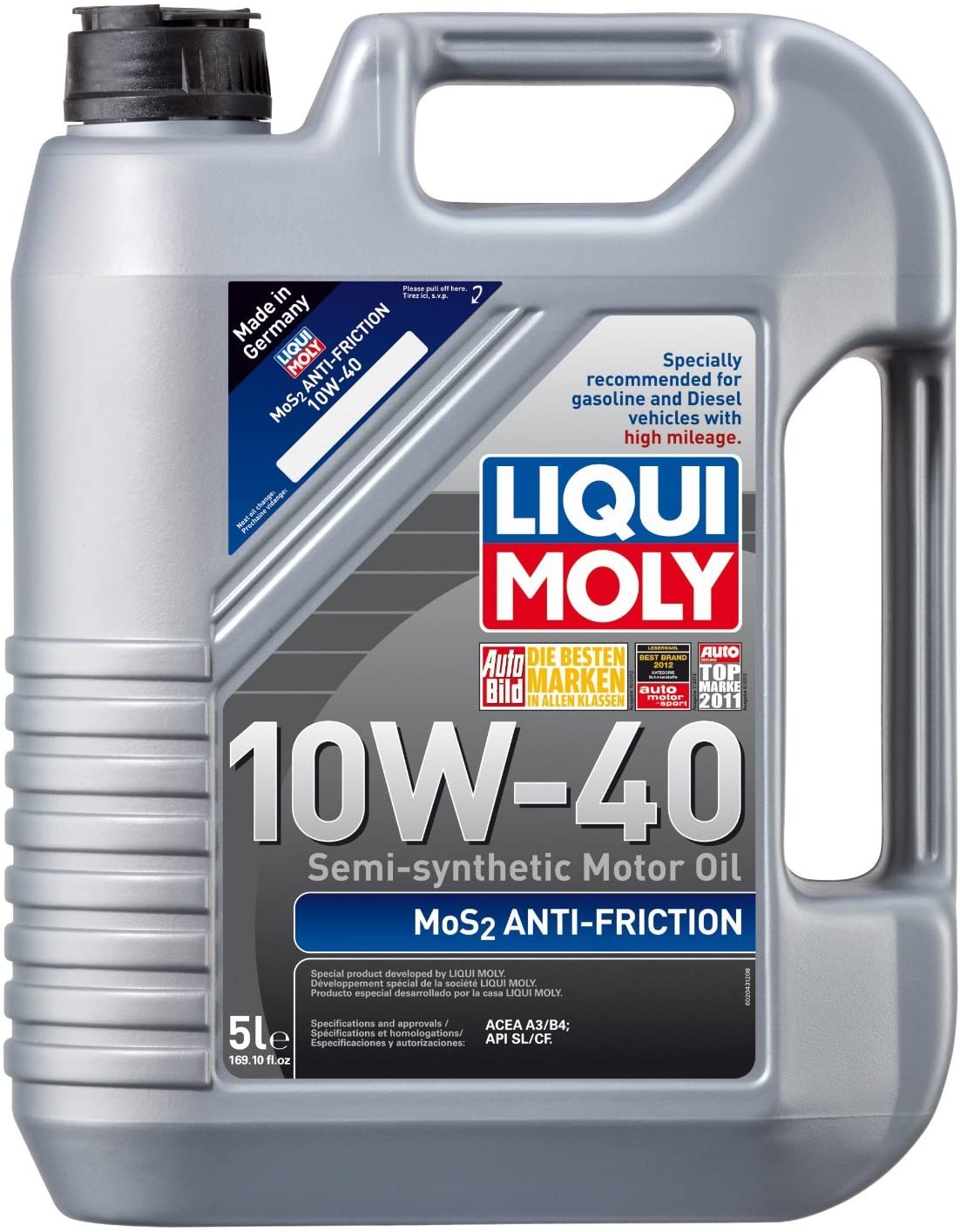 Liqui Moly (2043-4PK MoS2 Anti-Friction 10W-40 Motor Oil - 1 Liter, (Pack of 4)