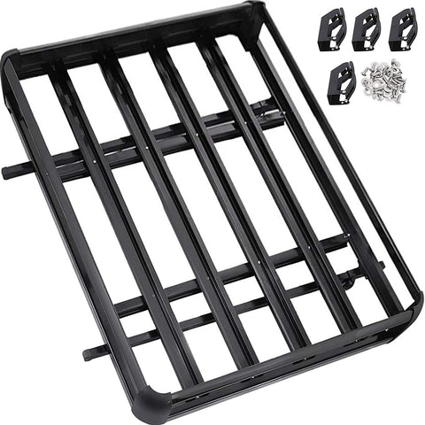 VEVOR Roof Rack Cargo Basket Universal Roof Rack Basket Aluminum Roof Mounted Cargo Rack 50X38 Inch for Car SUV Traveling Luggage Holder, with 150 LB Capacity
