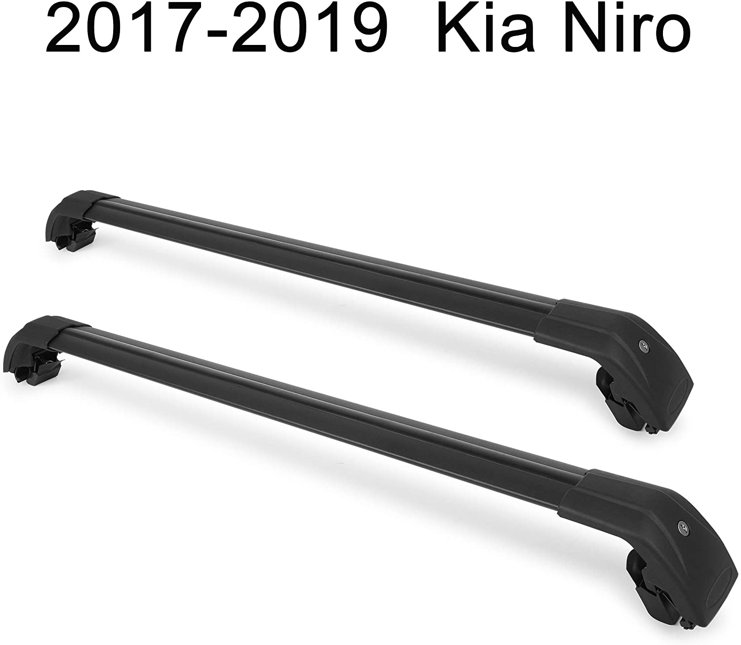 Autekcomma Roof Rack Crossbars for 2017- 2021 Kia NIRO (NOT fit Plug-in Model) Aircraft Aluminum Black Matte with Anti-Theft Locks (NOT fit 2020 NIRO)