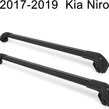 Autekcomma Roof Rack Crossbars for 2017- 2021 Kia NIRO (NOT fit Plug-in Model) Aircraft Aluminum Black Matte with Anti-Theft Locks (NOT fit 2020 NIRO)