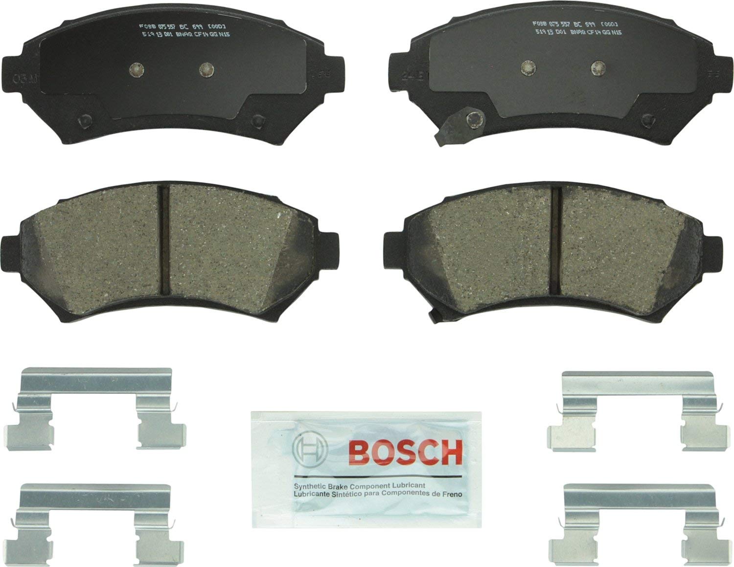 Bosch BC699 QuietCast Premium Ceramic Disc Brake Pad Set For Select Buick Century, LeSabre; Cadillac Seville; Chevrolet Impala, Monte Carlo; Oldsmobile Intrigue; Pontiac Grand Prix + More; Front