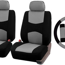 TLH Multifunctional Flat Cloth Seat Covers Front Set, Airbag Compatible, Gray Color-Universal Fit for Cars, Auto, Trucks, SUV