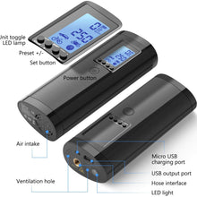LLIVEKIT Rechargeable Air Compressor Pump Mini, Portable Cordless Tire Pump, Electric Hand Held Car Inflator, Digital LCD LED Light, 2000mAh Power Bank USB Charging, for Motorcycle, Bike, Bicycle